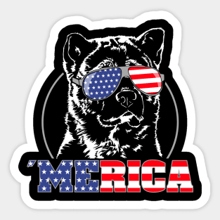 Proud American Akita Inu American Flag Merica Sticker